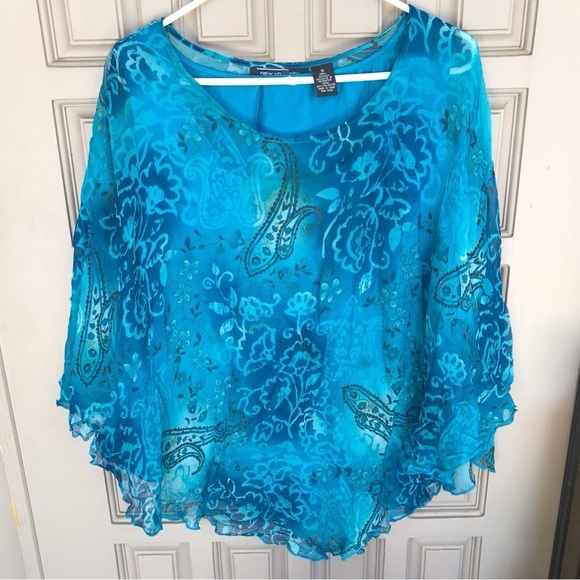 NYCity Design Co Silk Poncho w Tank Beautiful Plus Sz1X - Picture 7 of 7